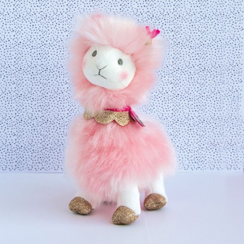 peluche lama rose